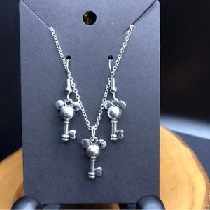 Silver Mickey Mouse Key Earrings